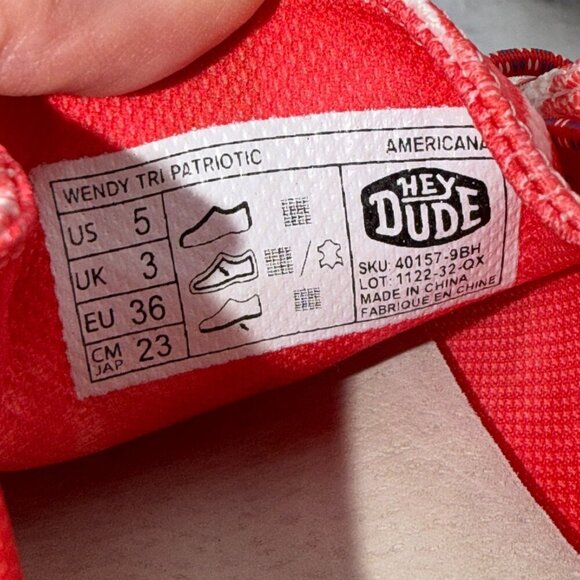 Hey Dude Wendy Patriotic Americana Slip On Shoes Women's Size 5 USA Flag NEW - Picture 8 of 13